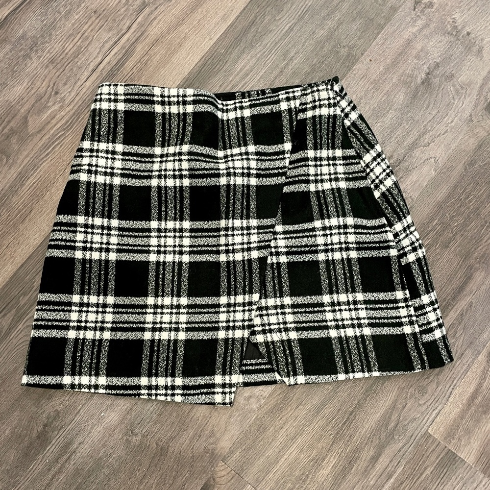 Abercrombie & Fitch Wool Mini Skirt, Black/White, 4, Gently Used